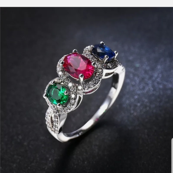 Women Silver Jewelry Multicolor Sapphire ring new - Picture 4 of 4